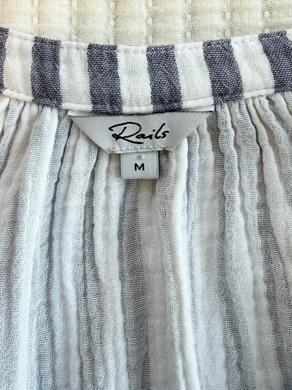 Rails Brielle Tie-Front Blouse Top in Admiral Stripe 100% Organic Cotton - Picture 6 of 9